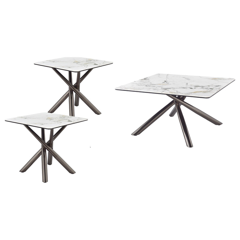 Carvell 3-piece Square Coffee and End Table Set Mirage White - 708138-S3