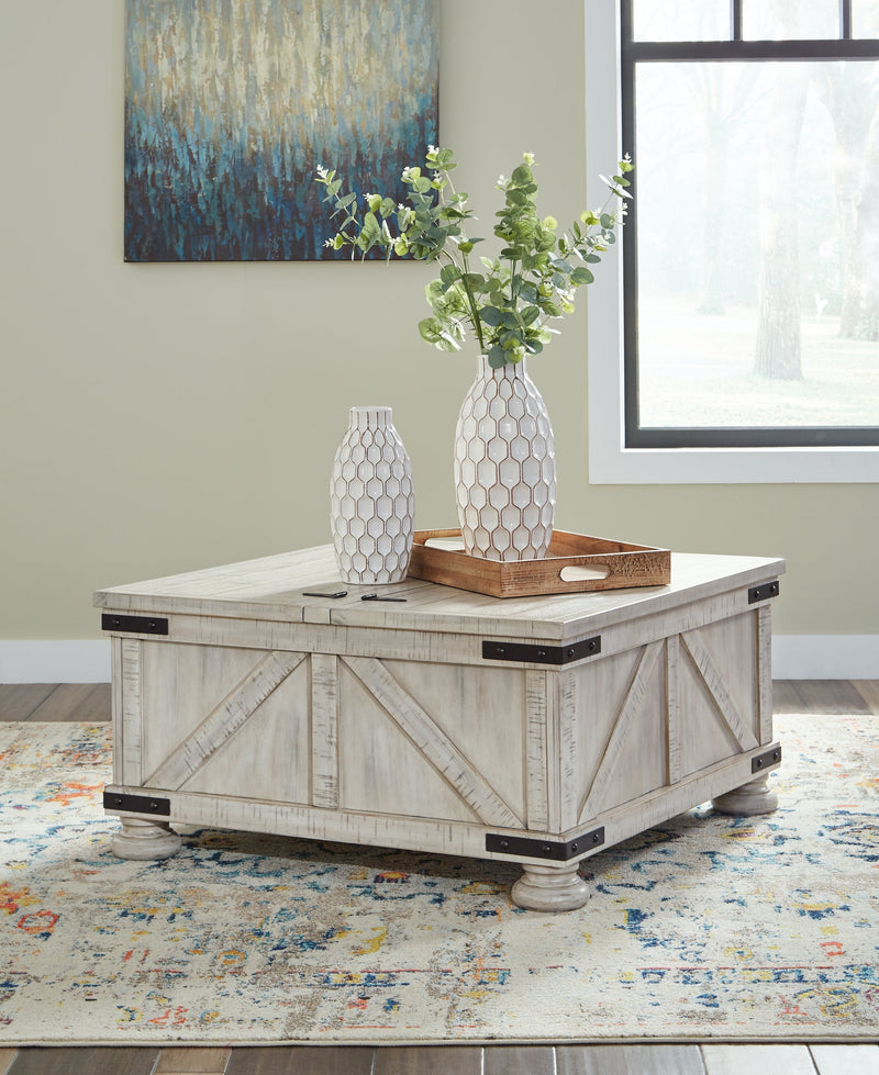 Carynhurst Coffee Table with 1 End Table in Whitewash - PKG010568