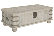 Carynhurst White Wash Gray Coffee Table with Lift Top - Lara FurnitureCoffee Table