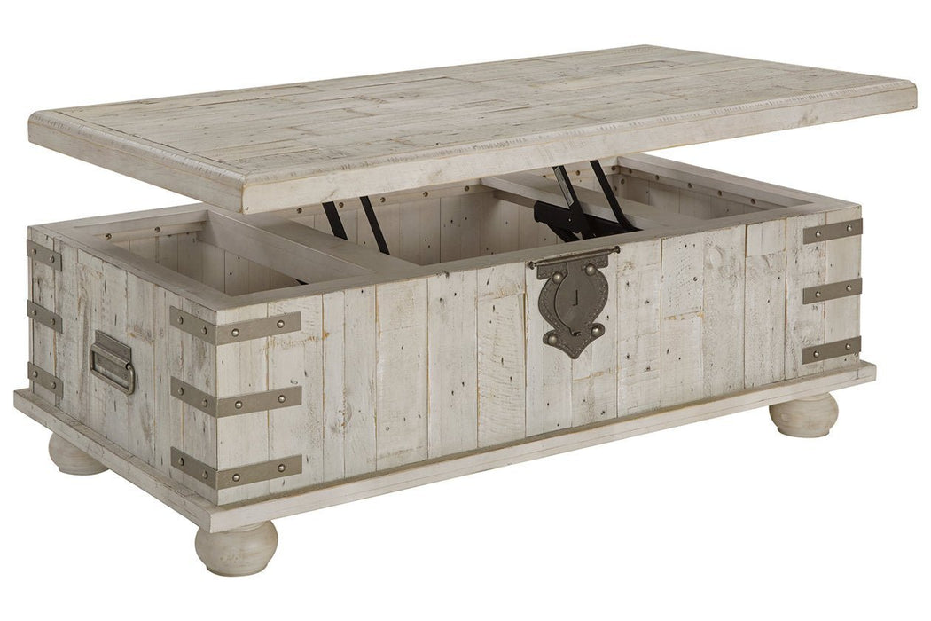 Carynhurst White Wash Gray Coffee Table with Lift Top - Gate FurnitureCoffee Table