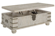 Carynhurst White Wash Gray Coffee Table with Lift Top - Lara FurnitureCoffee Table