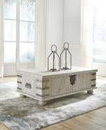 Carynhurst White Wash Gray Coffee Table with Lift Top - Lara FurnitureCoffee Table