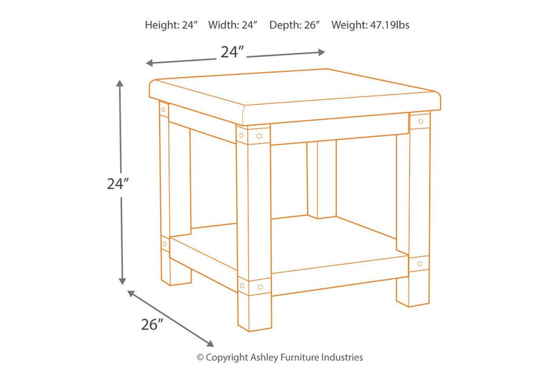 Carynhurst White Wash Gray End Table - Lara FurnitureEnd Table