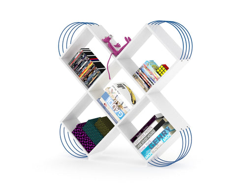 Case Bookcase in White - Blue - 711-CAS-BC-RF170406