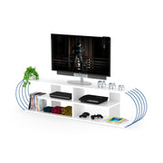 Case Tv Stand Walnut-Chrome in White-Blue - 720-CAS-TV-RF170306
