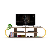 Case Tv Stand Walnut-Chrome in White-Blue - 720-CAS-TV-RF170306