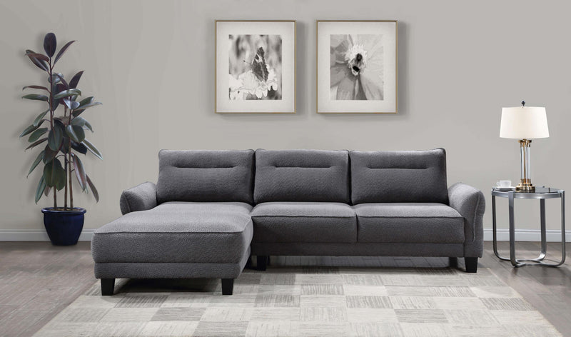 Caspian Upholstered Curved Arm Chaise Sectional Sofa Grey - 509540