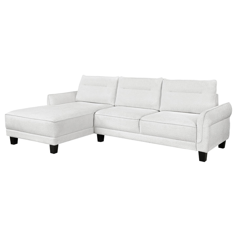 Caspian Upholstered Curved Arm Chaise Sectional Sofa White - 509550