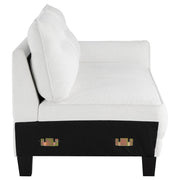 Caspian Upholstered Curved Arm Chaise Sectional Sofa White - 509550