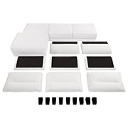 Caspian Upholstered Curved Arm Chaise Sectional Sofa White - 509550