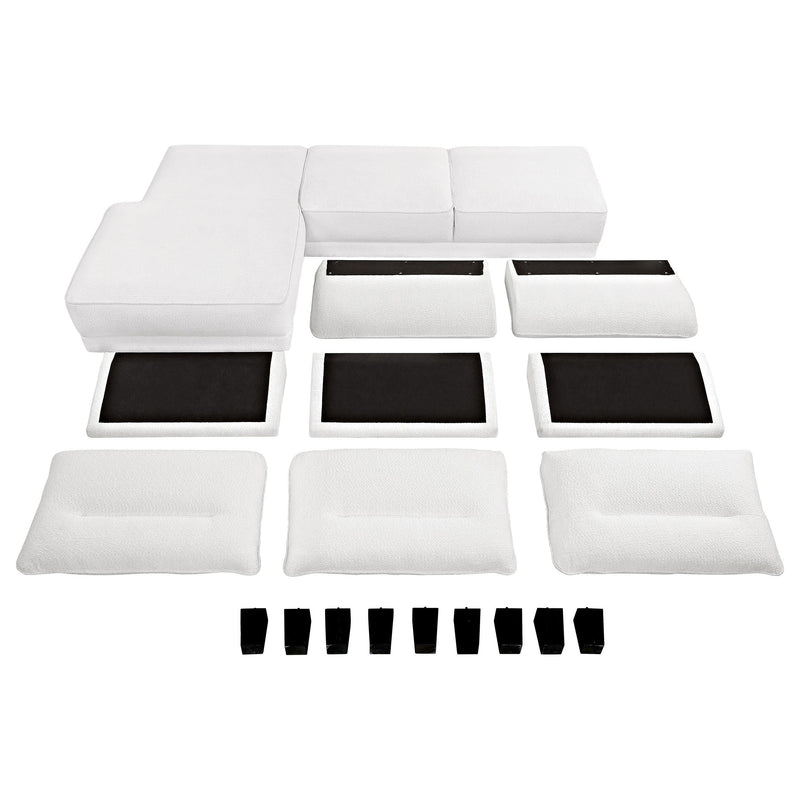 Caspian Upholstered Curved Arm Chaise Sectional Sofa White - 509550