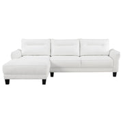 Caspian Upholstered Curved Arm Chaise Sectional Sofa White - 509550