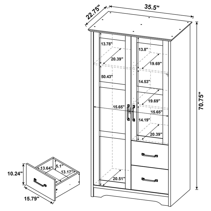 Cassara 2-door Bedroom Wardrobe Storage Cabinet Armoire Latte - 950446