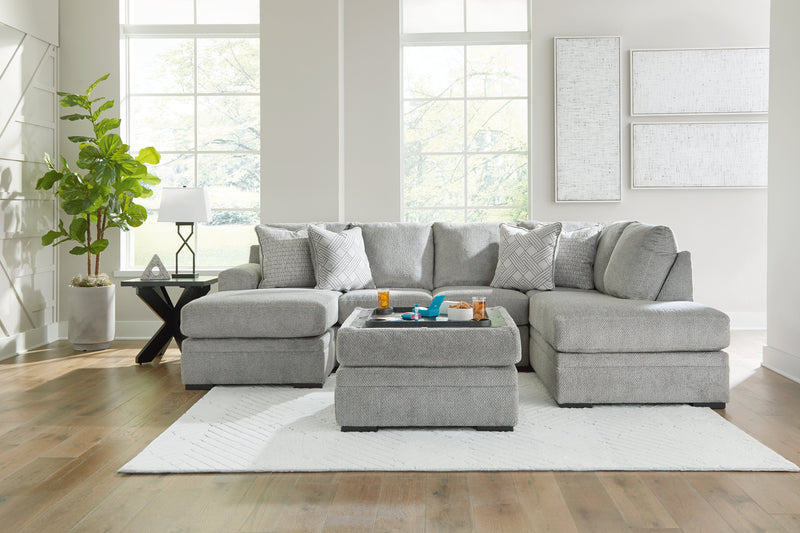 Casselbury Cement 2-Piece Sectional with Ottoman from Ashley - Lara Furniture