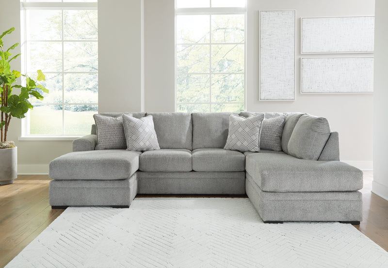 Casselbury Cement 2-Piece Sectional with Ottoman from Ashley - Lara Furniture