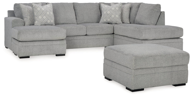 Casselbury Cement 2-Piece Sectional with Ottoman from Ashley - Lara Furniture