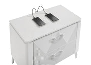 Cassia 4-piece Eastern King LED Bedroom Set White High Gloss - 215791KE-S4