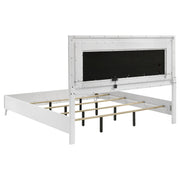 Cassia 4-piece Eastern King LED Bedroom Set White High Gloss - 215791KE-S4