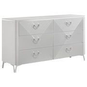 Cassia 4-piece Eastern King LED Bedroom Set White High Gloss - 215791KE-S4