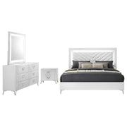 Cassia 4-piece Queen LED Bedroom Set White High Gloss - 215791Q-S4