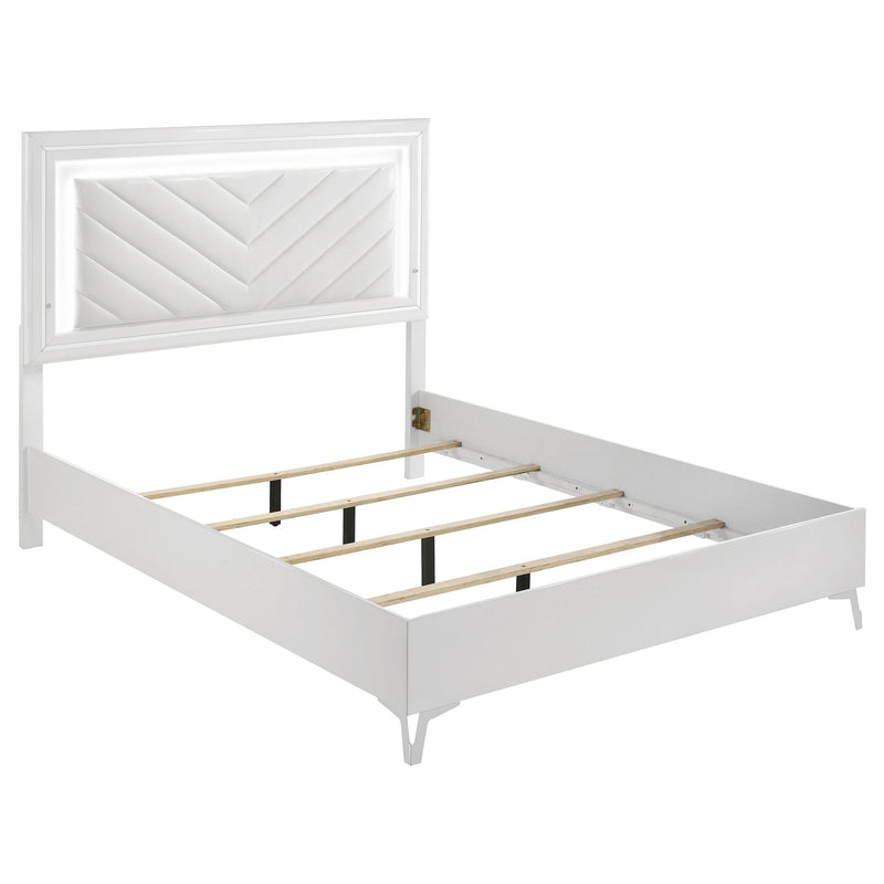 Cassia 4-piece Queen LED Bedroom Set White High Gloss - 215791Q-S4
