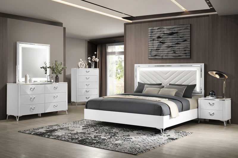 Cassia 5-drawer Bedroom Chest of Drawers White High Gloss - 215795