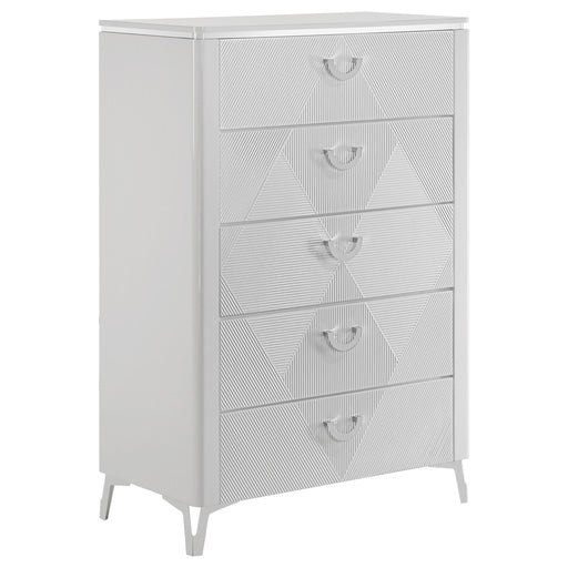 Cassia 5-drawer Bedroom Chest of Drawers White High Gloss - 215795