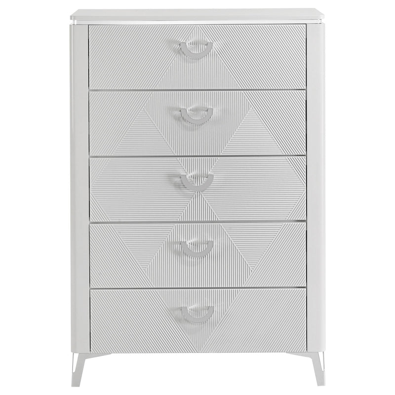 Cassia 5-drawer Bedroom Chest of Drawers White High Gloss - 215795