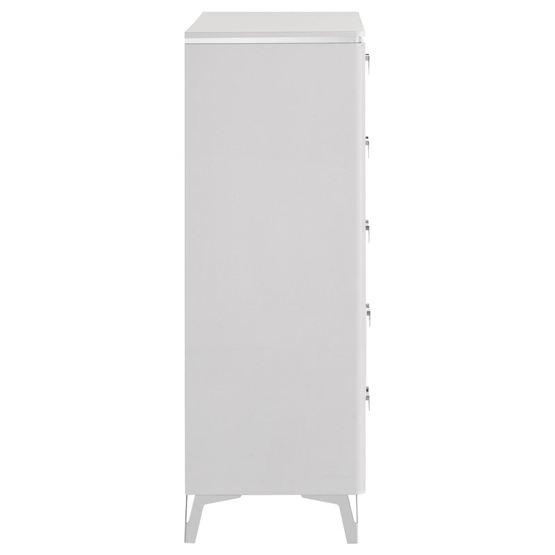 Cassia 5-drawer Bedroom Chest of Drawers White High Gloss - 215795