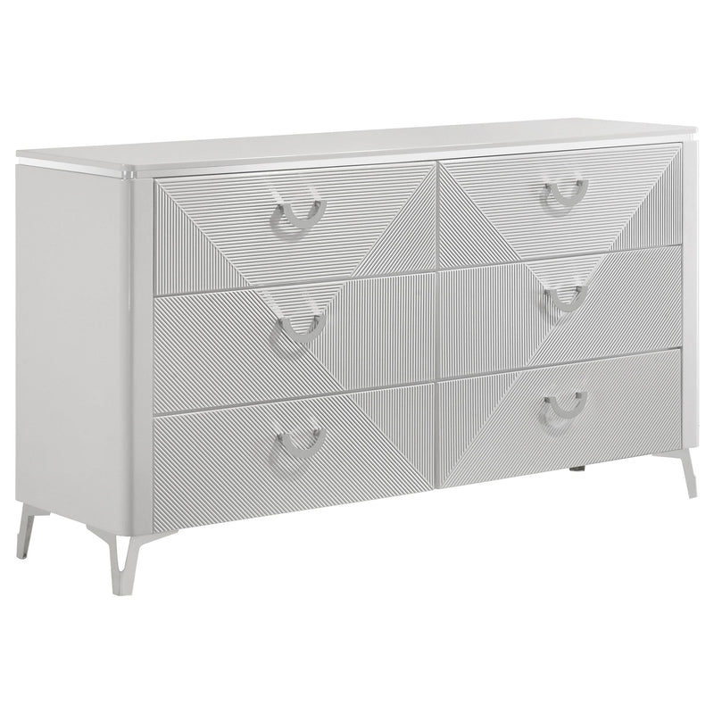 Cassia 5-piece Queen LED Bedroom Set White High Gloss - 215791Q-S5