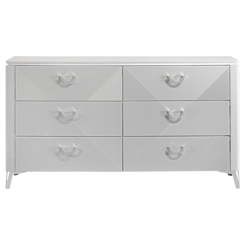 Cassia 6-drawer Bedroom Dresser Cabinet White High Gloss - 215793