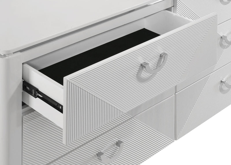 Cassia 6-drawer Bedroom Dresser Cabinet White High Gloss - 215793