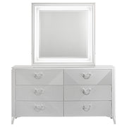 Cassia 6-drawer Dresser Cabinet with Mirror White High Gloss - 215793M