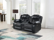 Cassio - Black Power Recliner Loveseat with Console, Bluetooth Speaker, Built-in LED Light, Cup Holder, USB Charger - L665-L
