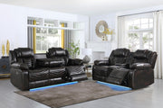 Cassio - Brown Power Recliner Sofa with Drop-Down Table, Built-in LED Light, Cup Holder, USB Charger - L666-S