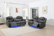 Cassio - Gray Power Recliner Loveseat with Console, Bluetooth Speaker, Built-in LED Light, Cup Holder, USB Charger - L667-L