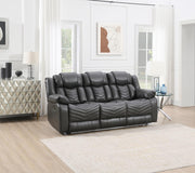 Cassio - Gray Power Recliner Sofa with Drop-Down Table, Built-in LED Light, Cup Holder, USB Charger - L667-S