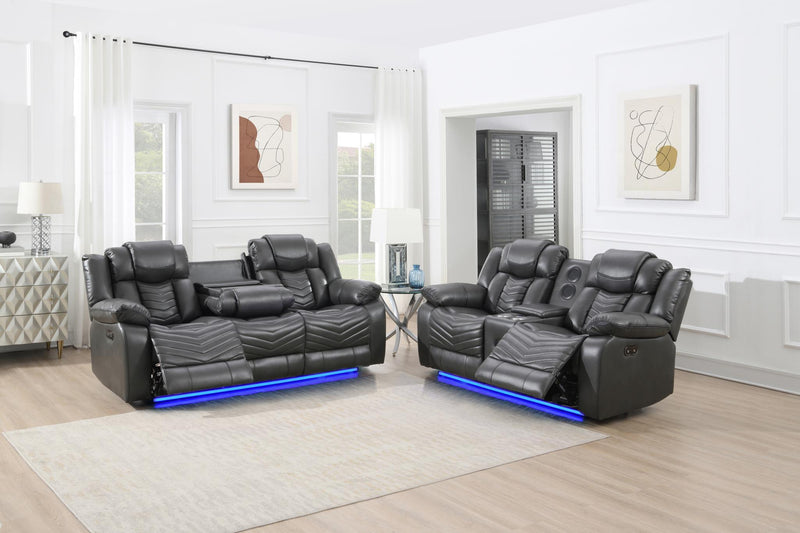 Cassio - Gray Power Recliner with Built-in LED Light, USB Charger - L667-R