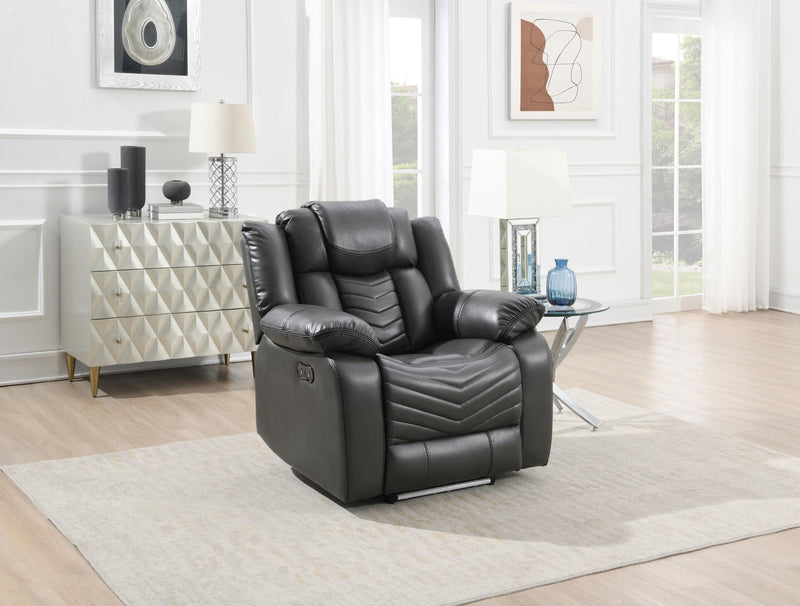 Cassio - Gray Power Recliner with Built-in LED Light, USB Charger - L667-R