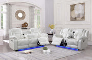 Cassio - White Power Recliner Loveseat with Console, Bluetooth Speaker, Built-in LED Light, Cup Holder, USB Charger - L668-L
