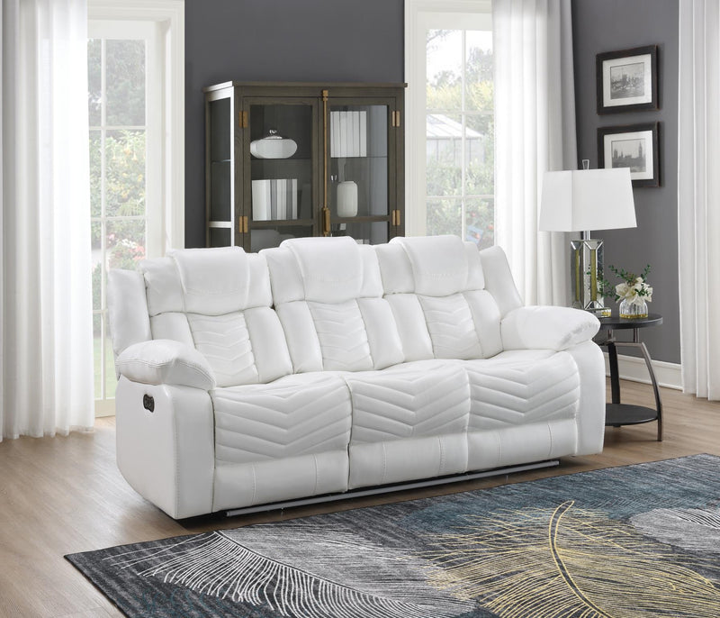 Cassio - White Power Recliner Sofa with Drop-Down Table, Built-in LED Light, Cup Holder, USB Charger - L668-S