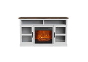 Castriel - White TV Stand with Electric Fireplace, LED Energy Saving Technology, Flame Brightness Adjustable, Temperature Adjustable and Timer Function with Automatic Shut-off. - W316