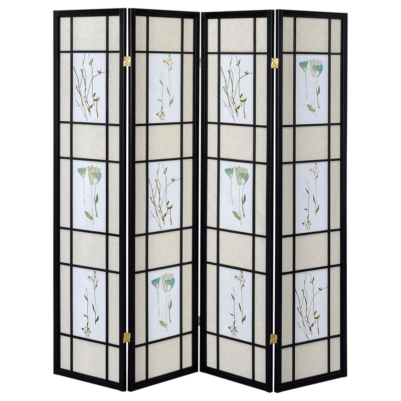 Catabella 4-Panel Room Divider Folding Shoji Screen Floral - 4407
