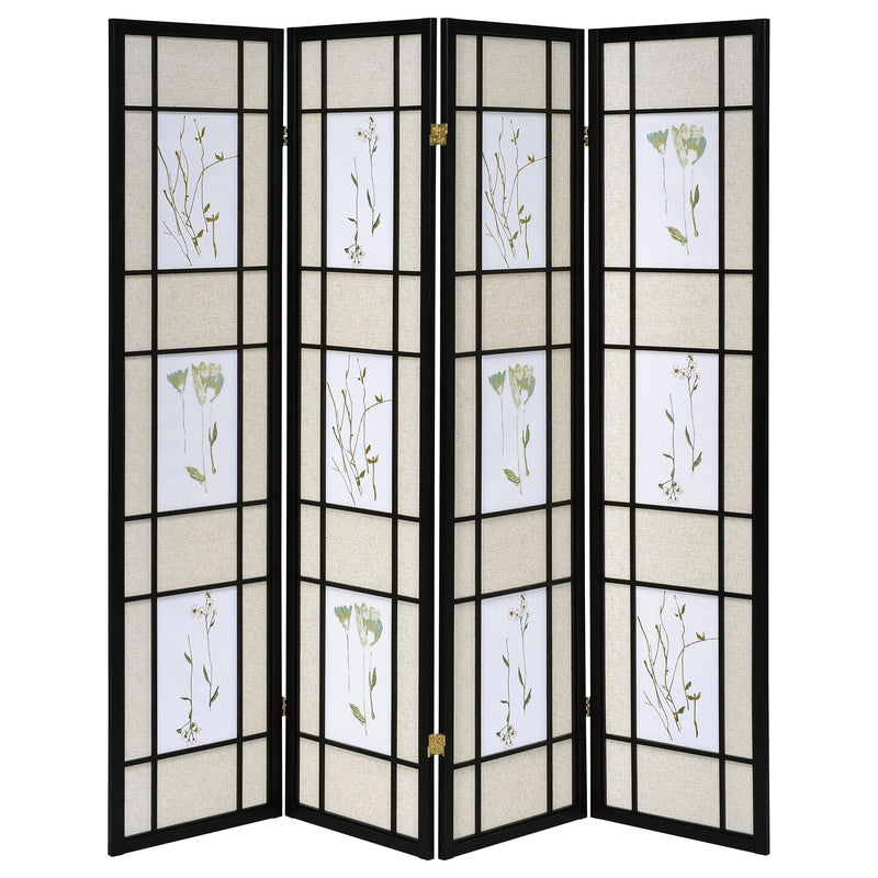 Catabella 4-Panel Room Divider Folding Shoji Screen Floral - 4407