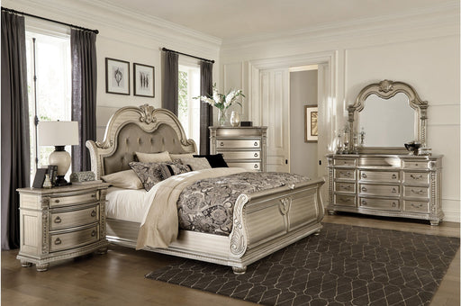 Cavalier Silver Upholstered Sleigh Bedroom Set - Lara FurnitureBedroom Set