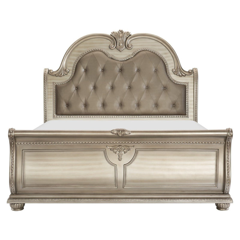 Cavalier Silver Upholstered Sleigh Bedroom Set - Lara FurnitureBedroom Set