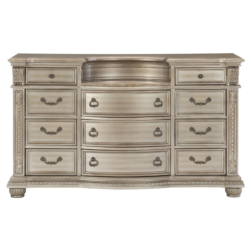 Cavalier Silver Upholstered Sleigh Bedroom Set - Lara FurnitureBedroom Set