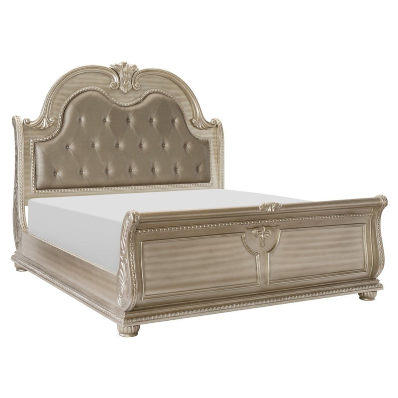 Cavalier Silver Upholstered Sleigh Bedroom Set - Lara FurnitureBedroom Set