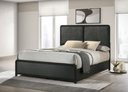Cavelle 51-inch Upholstered Eastern King Panel Bed Black - 223661KE