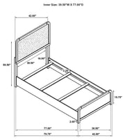 Cavelle 51-inch Upholstered Twin Panel Bed Black - 223661T